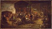 Attributed to Wilkie The Christmas Party. USA oil painting artist